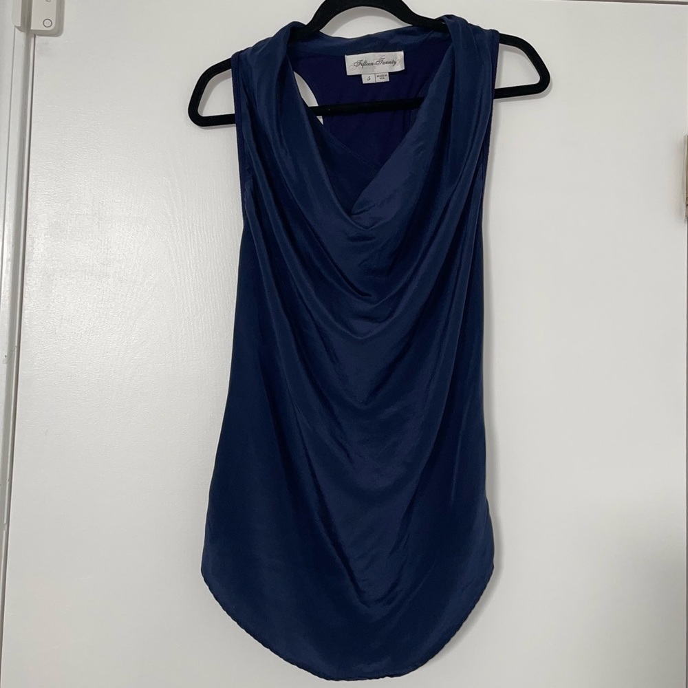 Fifteen Twenty: Cowl Neck Tank Top - Navy